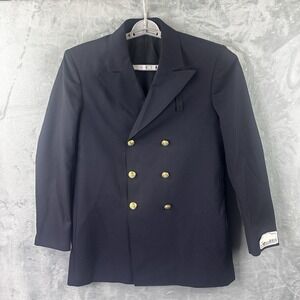 Flying Cross Navy‎ Double Breasted Dress Blazer 38 Regular Wool Polyester Blend